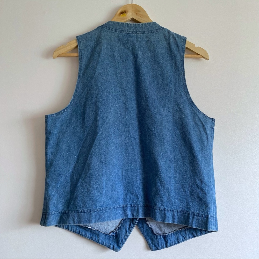 Vintage Cottagecore Lacy Floral Denim Vest - Picture 7 of 13